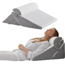 Wedge Pillow Headboard, 3PCS Orthopedic Bed Wedge Pillows Set for After Surgery, Adjustable Pillow Wedge for Acid Reflux&Back Pain Relief, Sleeping, Back Pillow for Bed Sitting Up, White/Grey