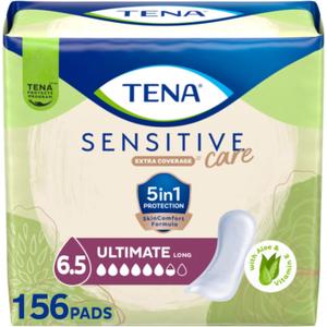 Tena Sensitive Care Incontinence Pads, Bladder Control & Postpartum for Women, Ultimate Absorbency, Long Length - 156 Count