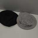 Geyoga 2 Pcs Cloche Hats for Women Fleece Flower Cancer Headwear for Women Chemo Cap 1920s Vintage Wool Bucket Hat for Ladies (Black, Gray)