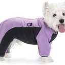 Fleece Dog Coat for Small Medium Dog,Pullover Pajamas Jumpsuit Bodysuit Puppy Coats with Legs, Pet Windproof Warm Cold Weather Jacket Full Body Vest Cozy Snowsuit Outfit Clothes (Purple, XS)