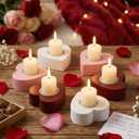 6 Pcs Heart Candlestick Holders Wooden Heart Taper Candles Holders for Dining Wedding Party Table Centerpieces Home Decoration