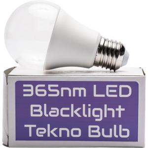 Tekno LED 365nm Blacklight Bulb - 12 watts/110 Volts/UV 365nm/A60 Base, Glow in The Dark, Glowing Bubbles, Fits Standard Light Sockets