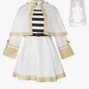 IMDAET Anime Cosplay Costume for Women White Cape Skirt Uniform with Elf Ears for Halloween Party