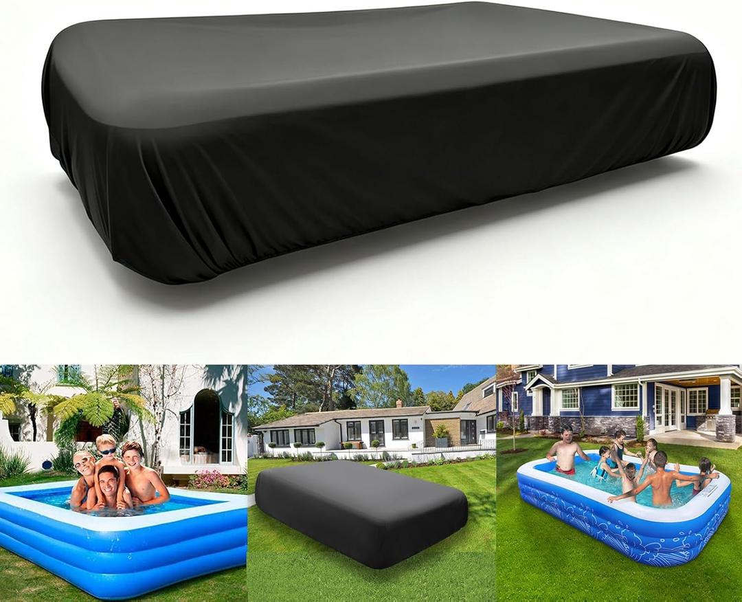 130 x 84 in Inflatable Pool Cover Rectangle 11 X 7ft Inflatable Solar Pool Cover for infaltable Pool Rectangular Pool Cover 130 x 72 x 22 Dustproof Rainproof Waterproof Square Swimming Pool Cover