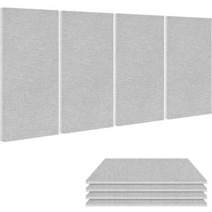 BUBOS 4 PCS Acoustic Panels,23.6''x11.8'' Fabric Soundproof Wall Panels,Self-adhesive Sound Absorbing Panels for Studios, Office, Home Theater,Fabric-Clad Grey