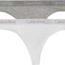 Calvin Klein Women's Motive Cotton Multipack Thong Panty (Grey Heather/White), Small
