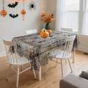 PIGETALE Black Lace Halloween Tablecloth Rectangular Overlay 52"×64" Inches Spider Web Embroidered Table Cloth Gothic Table Cover Decor for Masquerade Scary Movie Nights Dinner Party Decorations 2 Pack