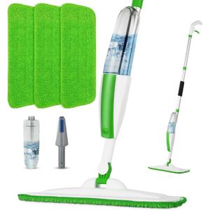 Mops for Floor Cleaning Wet Spray Mop with 14 oz Refillable Bottle and 3 Washable Microfiber Pads Home or Commercial Use Dry Wet Flat Mop for Hardwood Laminate Wood Ceramic
