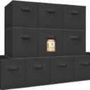 STORAGE MANIAC Storage Cubes, 11 Inch Collapsible Storage Bins with Handles, 10 Pack Fabric Foldable Bins for Organization, Durable Storage Bins for Closet, Shelves, Offices, Toys, 10-Pack Black