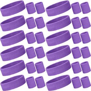 Bememo 36 Pcs Neon Sweatbands Set Soccer Party Favors Cotton Headbands Wristband Sweat Bands Soccer Mom Essentials for Football Fans Sporting Events 80 90s Glow Party