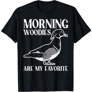 Morning Woody My Favorite Duck Hunting Funny Hunter Men T-Shirt, L