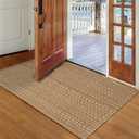 Entryway Rug,Indoor Door Mat 2x3 ft Small Area Rugs,Boho Style Braided Rug,Neutral Solid Rugs,Entrance Doormat for Front Porch,Bathroom,Kitchen,Bedroom,Tan Brown