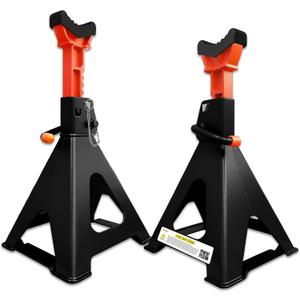 Upgraded 6 Ton Jack Stands (13,200 LBs) with 2 Crossbars & Double Locking - Heavy Duty Adjustable Car Jack Stand for Trucks, SUV, Car, UTV/ATV Garage Lifting Tool, 15.35"-22.05" Height, 1 Pair (Black+Orange)