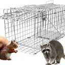 Live Animal Cage Trap, 31" x 11" x 12" Heavy Duty Folding Raccoon Traps, Humane Cat Trap for Stray Cats, Raccoons, Squirrel, Skunk, Mole, Groundhog, Armadillo, Rabbit, 24" x 7" x 8"
