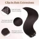 Sisily Clip in Hair Extensions Real Human Hair, Premium Human Hair Clip in Extensions Dark Brown, Soft Straight Hair Extensions Real Human Hair Clip ins 7PCS Double Weft20 Inch #2