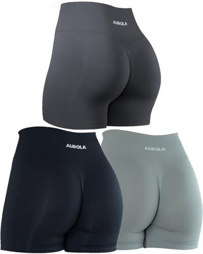 AUROLA Dream Collection Women Workout Shorts High Waist Gym Shorts, Scrunch Butt Seamless Athletic Shorts, Large