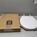 Mayfair Cassel Slow Close Toilet Seat, Easy Clean, Non Slip Premium Wood Seat, Easy Install, Made in USA, Round, White