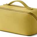 EACHY Travel Makeup Bag,Large Capacity Cosmetic Bags for Women,Waterproof Portable Pouch Open Flat Toiletry Bag Pattern Makeup Bag (Medium, AL-Green)