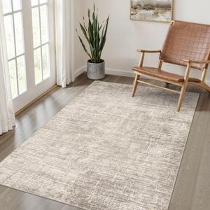 3X5 Rug Washable Area Rugs: Neutral Brown Throw Rug Abstract Soft Modern Stain Resistant Indoor Floor Non-Slip Carpet for Entryway Closet Front Door Kitchen Bedroom Bedside Dorm