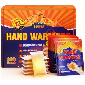 Soupou Hand Warmers Disposable 100pcs, Up to 13 Hours of Heat Body Warmers, Air Activated Bulk Hand Warmers for Women Men, Gifts for Christmas, Golf Hunting Camping Essentials, Winter Accessories