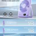 WHATOOK Small Desk Fan Personal Fans: 5000mah 25 Hours Battery Office Quiet Mini Desktop Fan Portable Rechargeable Travel Essentials (Purple, 2000 mAh)