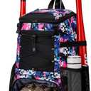 Softball Bag, Baseball Rolling Bat Bag - Wheeled for Youth Girls Adult, Lightweight Equipment Backpack With Shoe Compartment, Fence Hook for TBall, Helmet (Pink Camouflage)