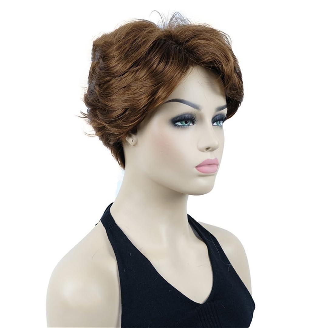 Wjnvfioo Short Soft Layered Blonde Thick Fluffy Full Synthetic Wig 30 Auburn (One Size)