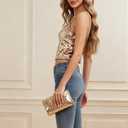 Sequin Cami Top Square Neck Sparkly Tank Top Sleeveless Party Camisole Shirts (XL)