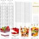 mwellewm 100Pcs Dessert Cups with Spoons & Cocktail Picks 5 Oz Mini Clear Plastic Parfait Shooter Cup Round Small Round Serving Goblet Disposable Appetizer Fruit Desert Bowl for Party Charcuterie (300pcs)