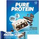 Pure Protein Cookies And Cream Protein Bars – 20g Protein, 3g Sugar, 190 Calories (12 count) Low Sugar* High Protein Snack - Gluten Free - Perfect for a Healthy Snack BB 17 Dec 2025