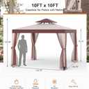 Patio Gazebo Tent Outdoor Canopy Shelter 10'x10' with Removable Netting,100 Square Feet of Shade for Garden, Backyard Deck and Lawns (Red)