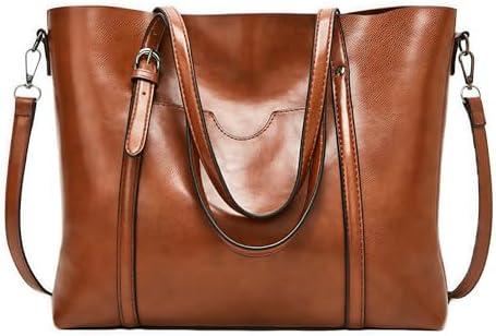 PU Leather Women Tote Bag - Soft Vintage Shoulder & Top Handle Purses, Fashion Large Capacity Everyday Handbags