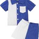 NZRVAWS Toddler Baby Boy Summer Clothes 2Pcs Shorts Set Sleeveless Tank Tops Hawaiian T-Shirt Cute Boys Clothing Set (Dark Blue)