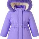 AiWMGL Size 11 12 Years Girls Winter Coat Kids Parka Puffer Jacket Thick Purple Warm Outwear Removable Hood Fleece Inner (Purple)