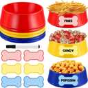 Demonwer 6 Set Dog Paw Plastic Bowls Dog Birthday Party Supplies Red Blue and Yellow Food Trays with Bone Cards for Table Dog Puppy Party Decorations