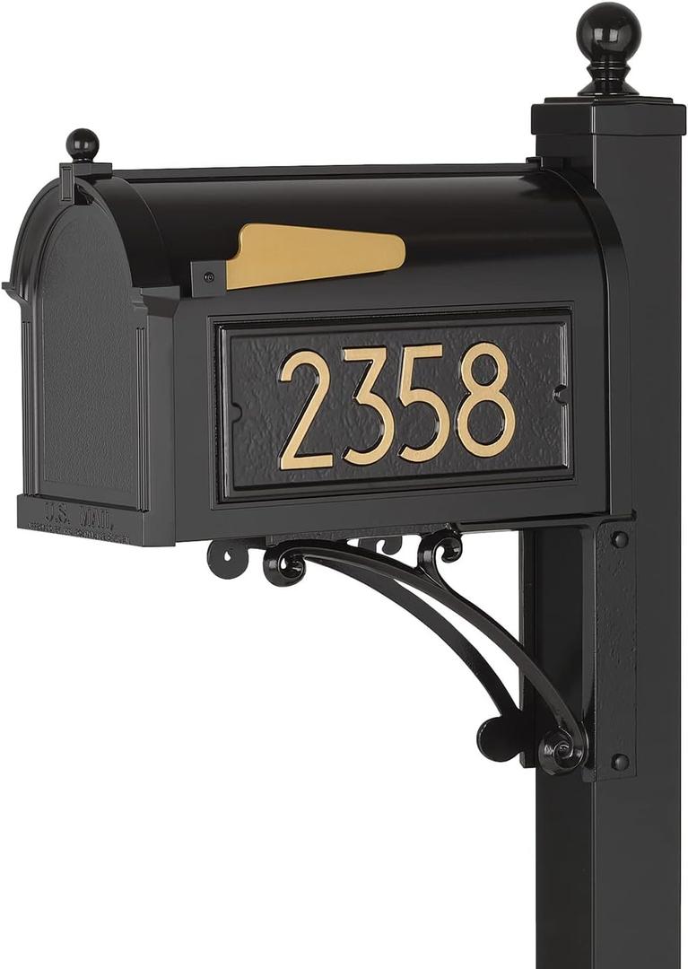 Whitehall Personalized Whitehall Capitol Mailbox with Side Address Plaques and Post Package