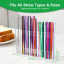2 x Acrylic Straw Holder for Cabinet Door  9.8" Adjustable 2-Part Straw Organizer & Dispenser, Clear Adhesive Mount Kitchen Organizer for Countertops, Cupboards, and Coffee Bar Storage