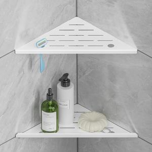 Corner Shower Shelf with Razor Hole, Rustproof Stainless Steel Shower Organizer, No Drilling Tile Shower Shelves, Modern Bathroom Shelf for Tile Wall, Grout in Shelf for Bathroom 2-Pack, 10" (5-White)