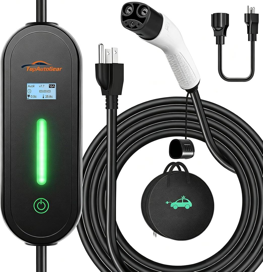 TopAutoGear Level 1 & 2 Portable EV Charger for Tesla 8-16A