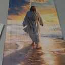 LZIMU Jesus Canvas Wall Art Jesus Walking on the Beach Picture Prints God Posters Catholic Artwork for Spiritual Room Bedroom Home Decor Framed (Jesus-3, 12.00"x18.00")