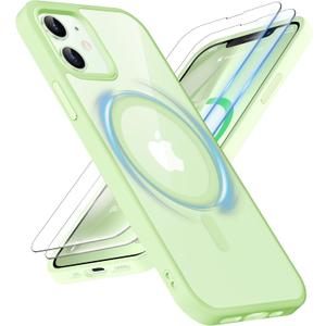 ORETECH Magnetic for iPhone 12 Case/iPhone 12 Pro Case, [Compatible with MagSafe][2 Pcs Screen Protectors][15 FT Drop Protection], Shockproof Bumper Phone Case iPhone 12/12 Pro Cover, Light Cyan