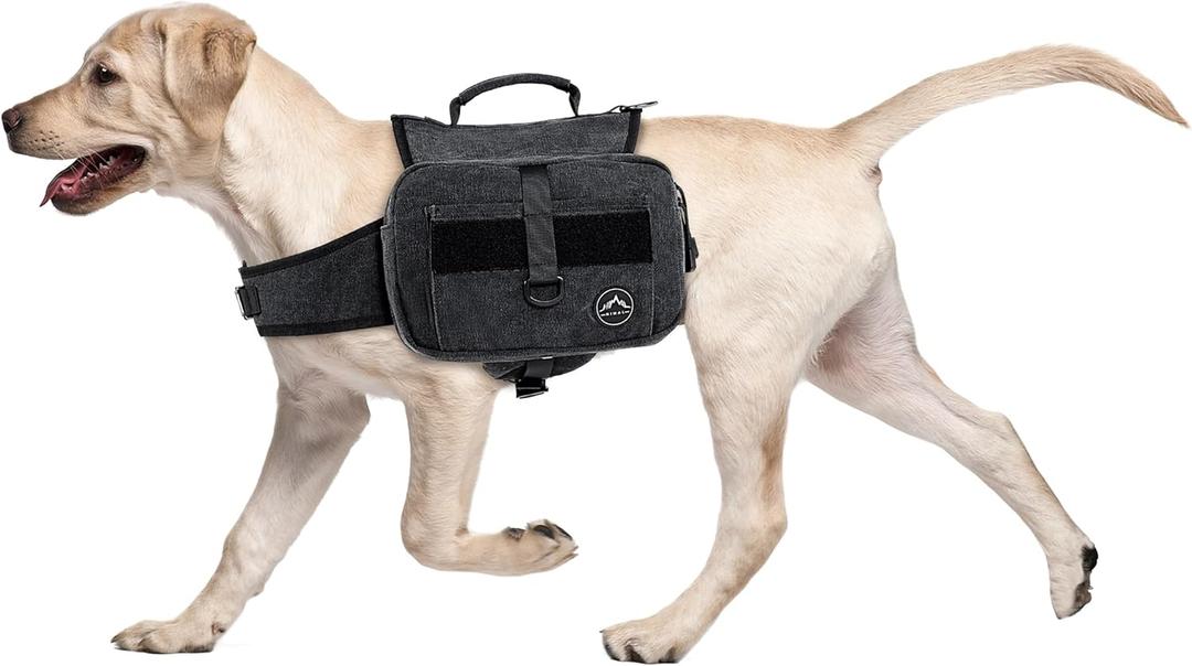 Himal Outdoors Dog Backpack & Saddle Bag, Tactical Hiking Backpack for Large Dogs with Side Pockets & Adjustable Strap (Black)