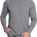 baleaf Men's Sun Protection Shirts UV SPF UPF 50+ Long Sleeve Rash Guard Fishing Running Quick Dry Lightweight (01-grey Heather) S 