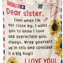 Niyewsor Sister Birthday Gifts, Sister Gifts Blanket, Sisters Gift from Sis, Present for Sisters on Mothers Day, Christmas, Dear Sis Airmail Throw Blanket, 60" * 50"