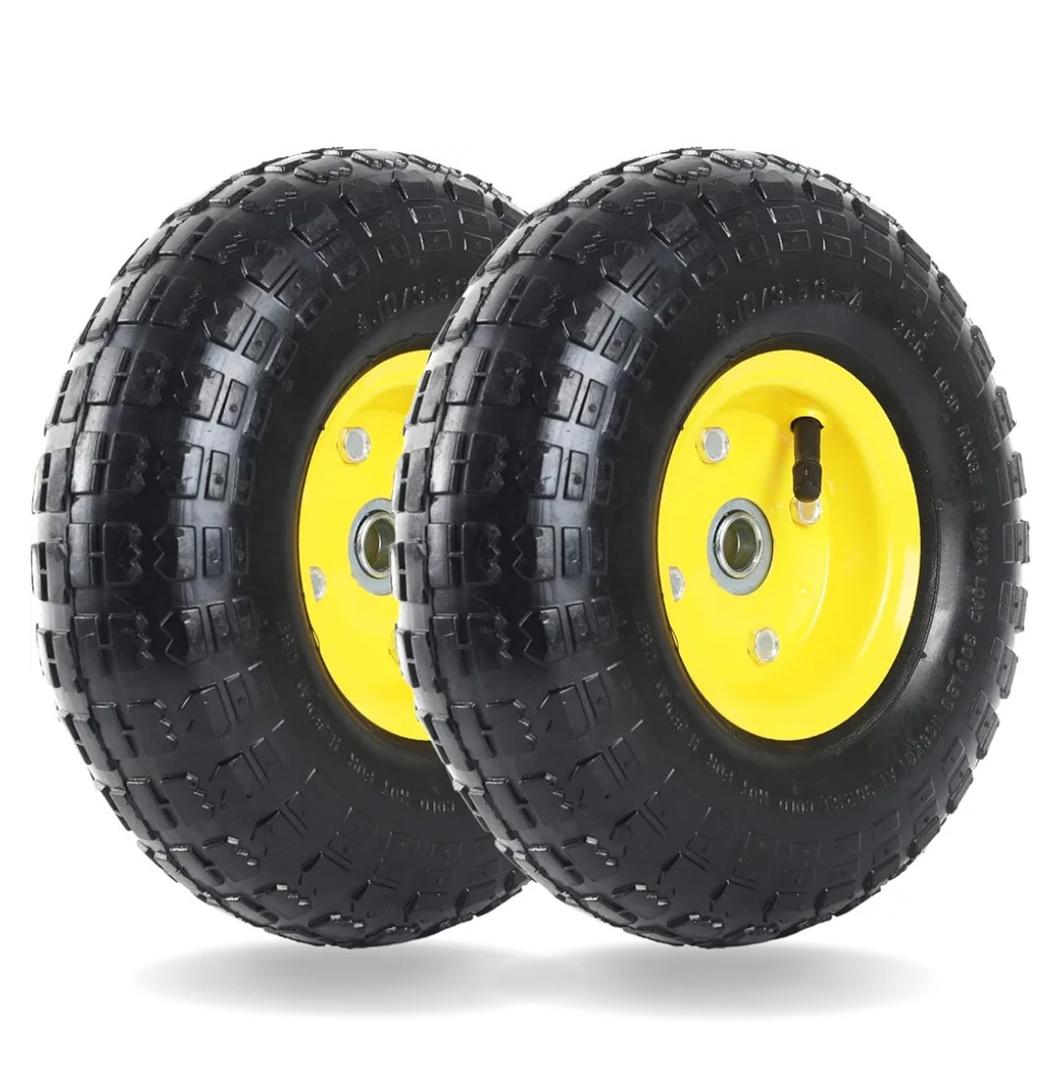AR-PRO (2 Pack) 4.10/3.50-4 Tire and Wheel, Replacement 10-Inch Pneumatic Tire with 5/8" Bearings and 2.2" Offset Hub, Compatible with Hand Truck, Wheelbarrow, Wagon, Gorilla Carts