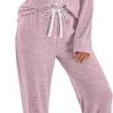 LILLUSORY Women's Long Sleeve Pajama Set - Soft Button-Down Top & Comfortable Drawstring Pants with Pockets (Medium, Coral)