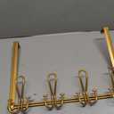 Double Prong Over The Door Hook Rack, with 4 Triple Hooks to Hang Your Coats, Hats, Towels, Purses and More in Your Bathroom, Bedrrom or Walk-in Closets - Gold