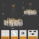 Tree Branches Chandeliers Luxury Round Raindrop Crystal Pendant Light 15 Lights Tassel Ceiling Hanging Light for Dining Room Bedroom Living Room Entryway 39.5" Gold, Round D39.4" Gold