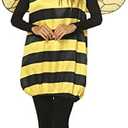 Lizxun Halloween Bee Cosplay Costume Set for Women Girls Bee Dress with Wings Headband Leg Sleeves for Party Dress Up, S