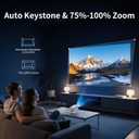 Mini Projector with WiFi and Bluetooth, Native 1080P Portable Outdoor Movie Projector, 4K Supported, Compatible with Smartphone/TV Stick/HDMI/USB/PS5, for Home Theater, Bedroom, Outdoor